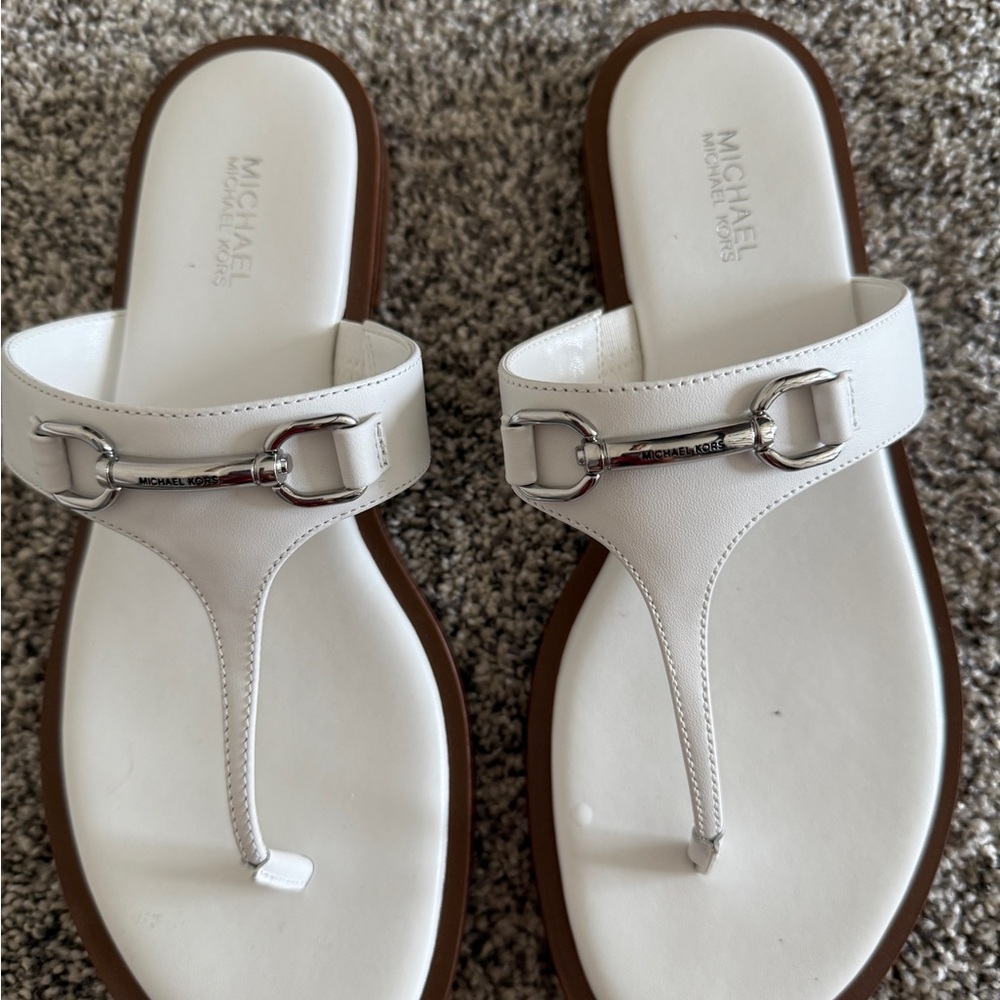 Michael Kors White Sandals with Brown Soles - Picture 4 of 4